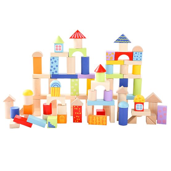 Ecotoys wooden blocks - 100 pcs