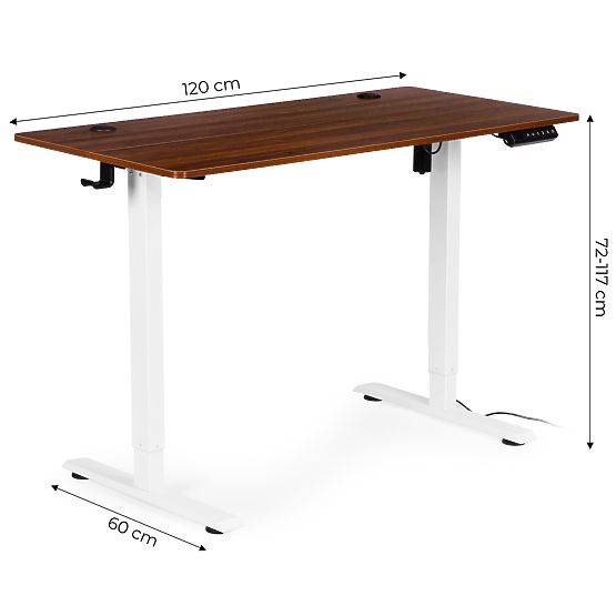 Electric Adjustable Desk 120x60 cm, Height Adjustment 72-117 cm ModernHome