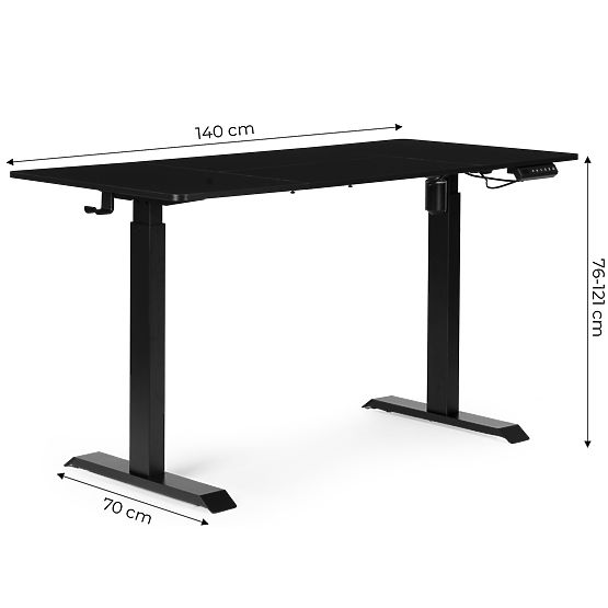 Electric Adjustable Desk 140x70 cm, Height Regulation 76-121 cm ModernHome