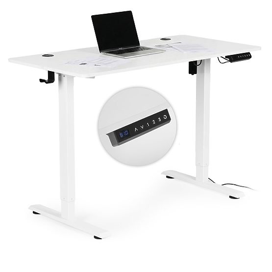 Electric Height Adjustable Desk 120x60 cm, Height 72-117 cm, White ModernHome