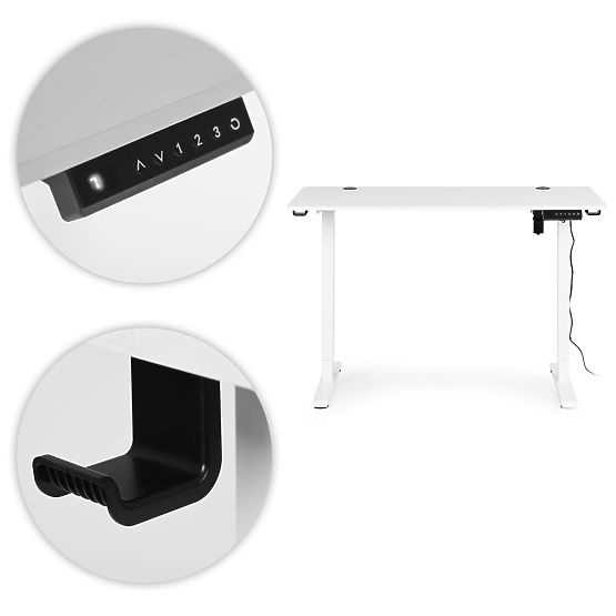 Electric Height Adjustable Desk 120x60 cm, Height 72-117 cm, White ModernHome