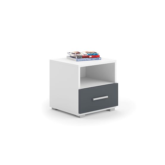 Emi White Gray Nightstand