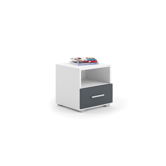 Emi White Gray Nightstand