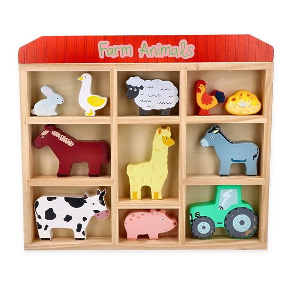 Farm Animal Set in a Wooden Box