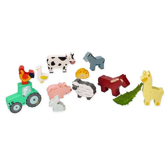 Farm Animal Set in a Wooden Box