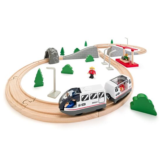Figure Eight - Wooden Train Set with Bridge 45 Pieces