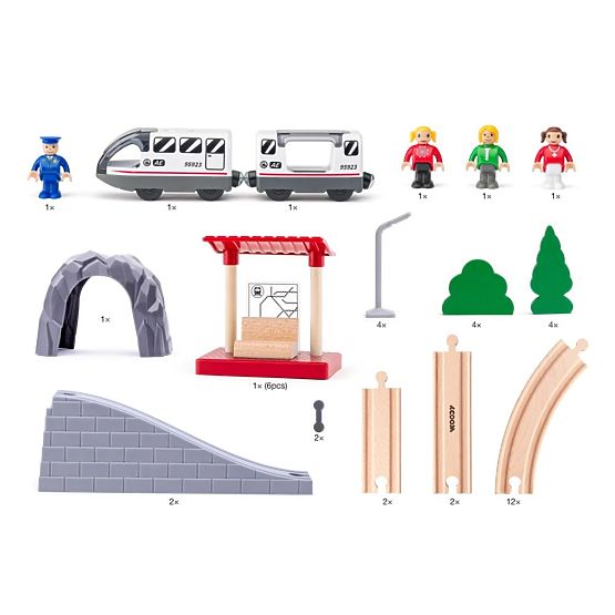 Figure Eight - Wooden Train Set with Bridge 45 Pieces