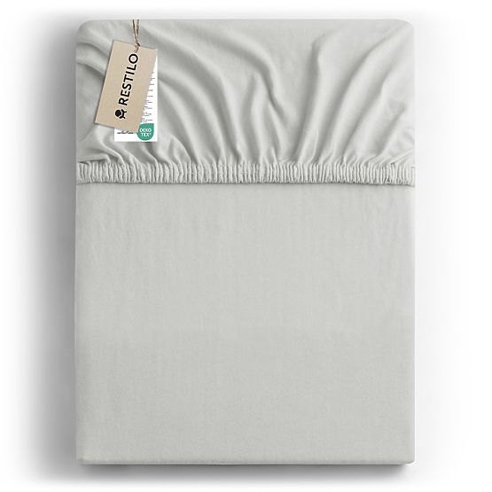 Fitted Sheet AMBER color white classic style material jersey 80-90x200 DecoKing