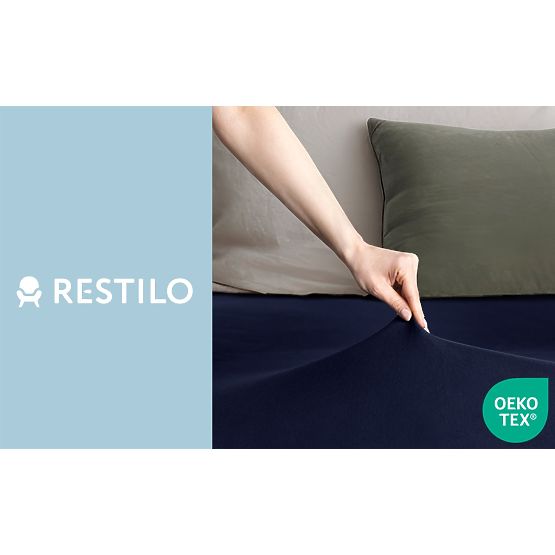 Fitted Sheet AMBER Navy Blue Classic Style Jersey Material 80-90x200 DecoKing