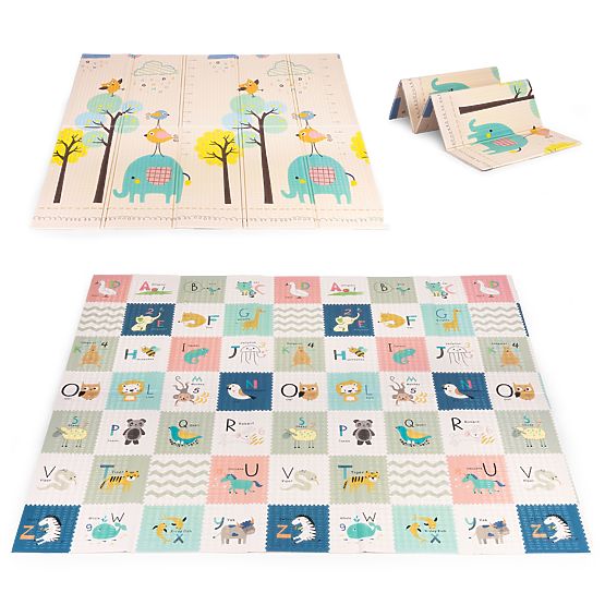 Foam Mat for Children 200x180 cm Educational Double-Sided Folding Growth Chart Alphabet ECOTOYS