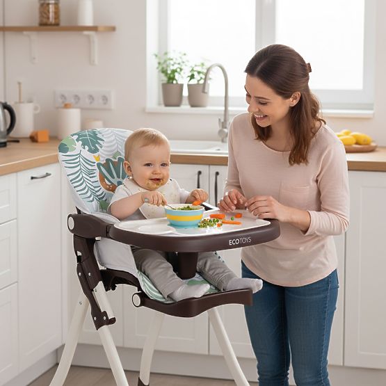 Folding Children's High Chair with Toys ECOTOYS