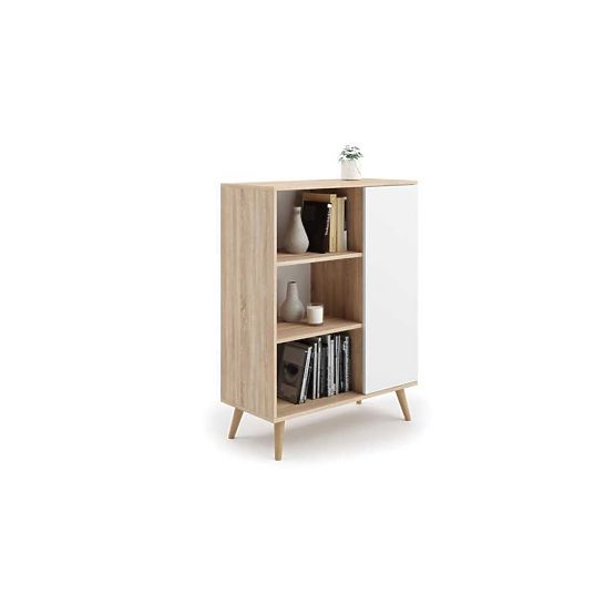 Fondi Cabinet Shelf Sonoma Oak - White, Scandinavian