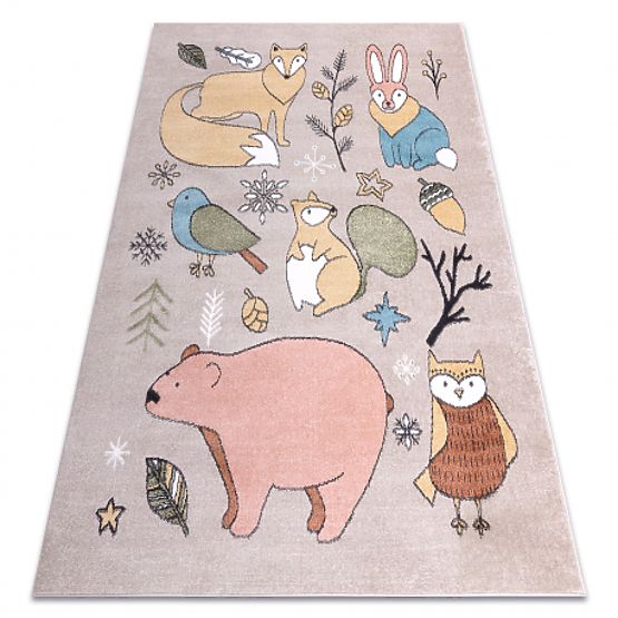 FUN Forester Children's Rug, Animals, Forest Beige