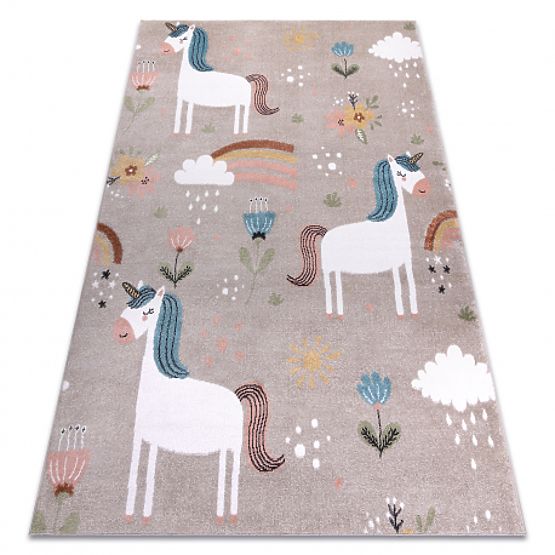 FUN Sweety Rug for Children, Unicorn, Rainbow Beige