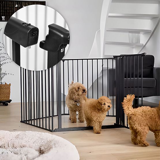 Gate, Playpen, Protective Barrier for Children and Animals, 5 Panels, 60 cm, Metal, Black, ECOTOYS