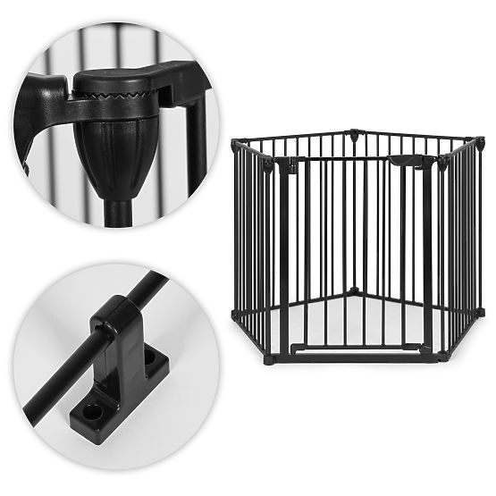 Gate, Playpen, Protective Barrier for Children and Animals, 5 Panels, 60 cm, Metal, Black, ECOTOYS