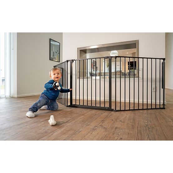Gate, Playpen, Protective Barrier for Children and Animals, 5 Panels, 60 cm, Metal, Black, ECOTOYS
