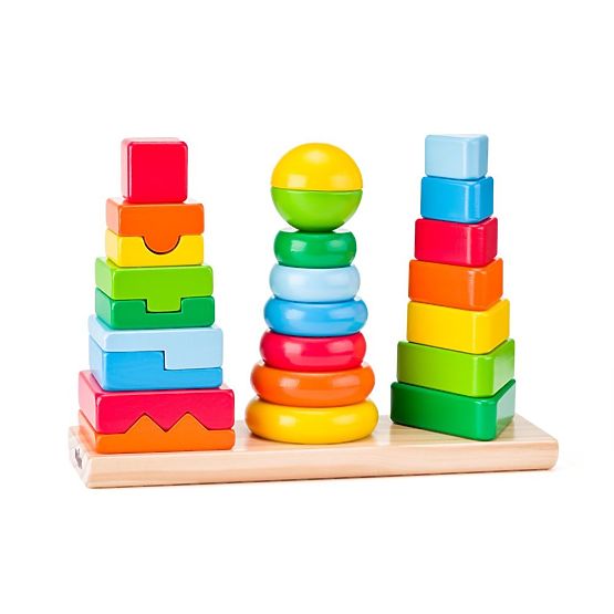 Geometric Stacking Puzzle 3 Towers to Assemble