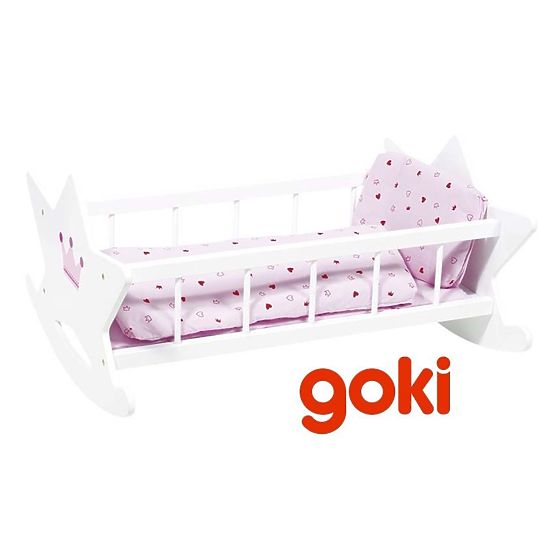 Goki wooden cradle for dolls with duvets