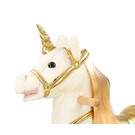 Golden Rocking Unicorn with Wheels