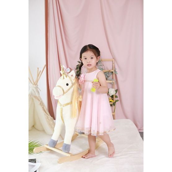 Golden Rocking Unicorn with Wheels