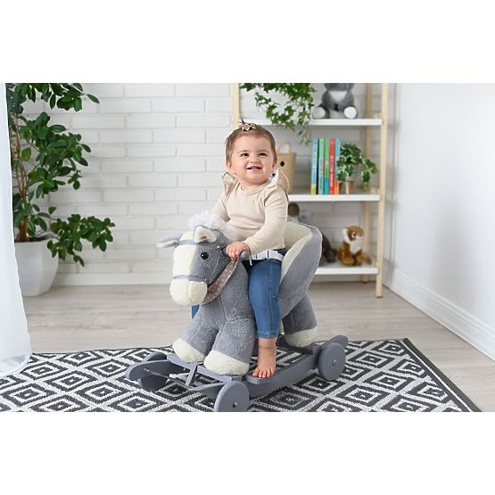 Gray Rocking Horse with Seat and Wheels