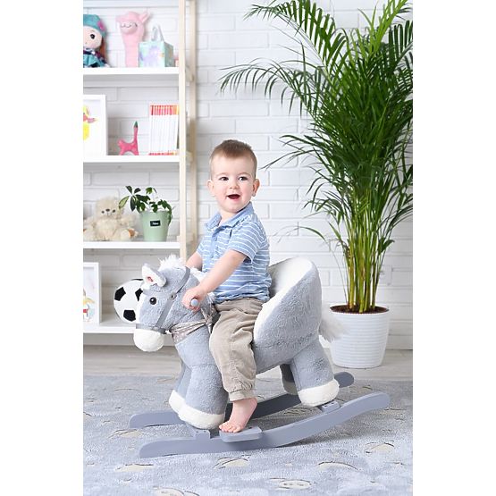 Gray Rocking Horse with Seat and Wheels