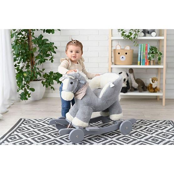 Gray Rocking Horse with Seat and Wheels