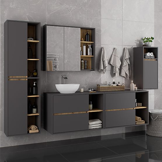 HANGING BATHROOM CABINET VAMI W35 1D 1W GRAPHITE GRAY / ARTISAN OAK