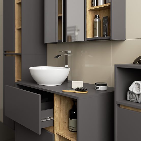 HANGING BATHROOM CABINET VAMI W35 1D 1W GRAPHITE GRAY / ARTISAN OAK