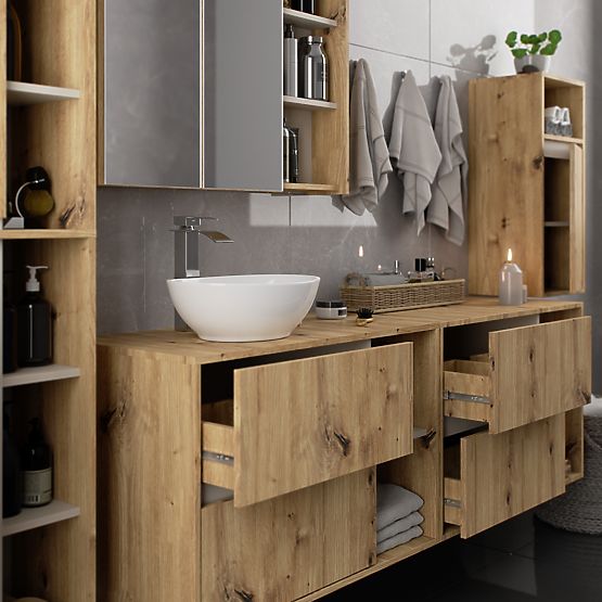 HANGING BATHROOM CABINET VAMI W35 1D 1W OAK ARTISAN / CASHMERE