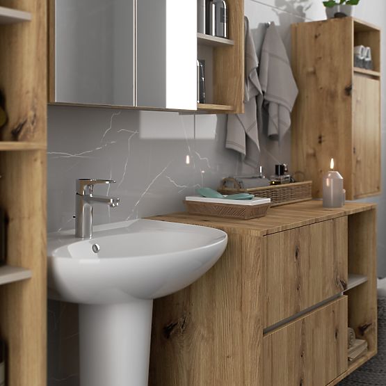 HANGING BATHROOM CABINET VAMI W35 1D 1W OAK ARTISAN / CASHMERE