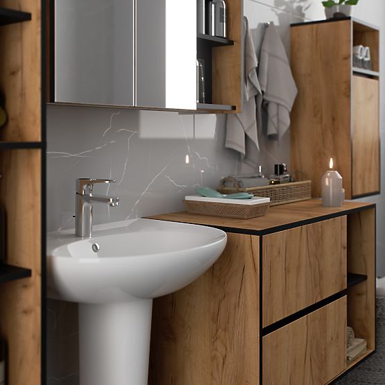 HANGING BATHROOM CABINET VAMI W35 1D 1W OAK CRAFT / BLACK