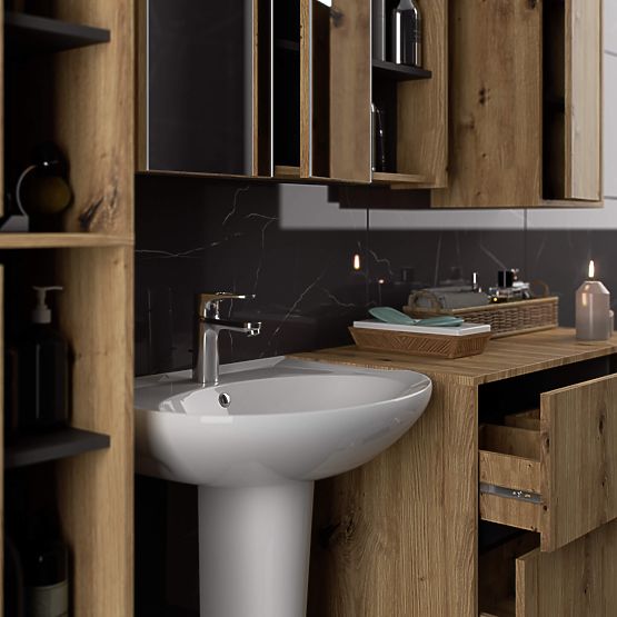 HANGING BATHROOM CABINET VAMI W50 2D 6P ARTISAN OAK / GRAPHITE GRAY