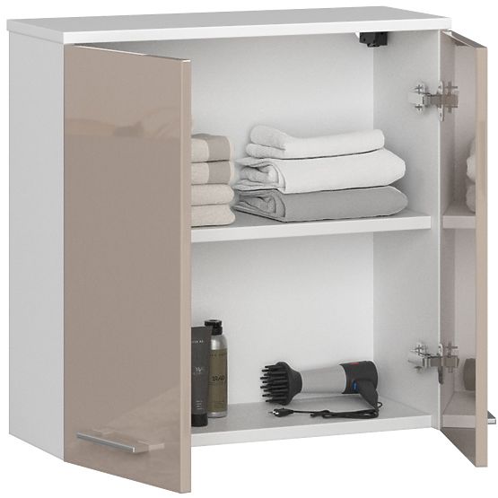 Hanging Cabinet W 60 cm FIN 2D - White-Cappuccino Gloss