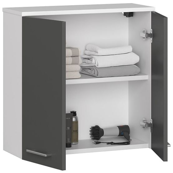 Hanging Cabinet W 60 cm FIN 2D - White-Graphite Gray