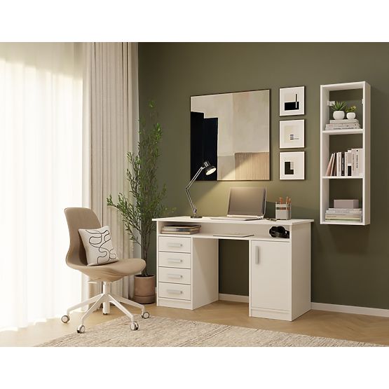 Hanging Shelf COBI 1X3 - Modern Wall Shelf 3 Compartments Matte White