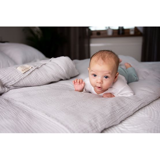 Heavens 3 Piece Muslin Bedding Set - Light Grey