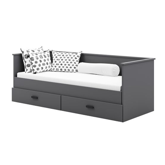 HELIOS Extendable Bed with Two Drawers Grey without Mattresses 200x80/200x160