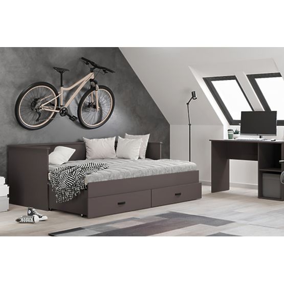 HELIOS Extendable Bed with Two Drawers Grey without Mattresses 200x80/200x160