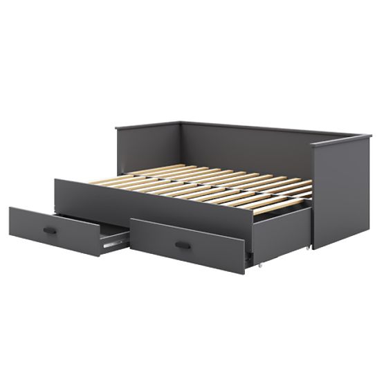 HELIOS Extendable Bed with Two Drawers Grey without Mattresses 200x80/200x160