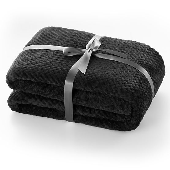 HENRY Black Throw with Jacquard Pattern Modern Style 220x240