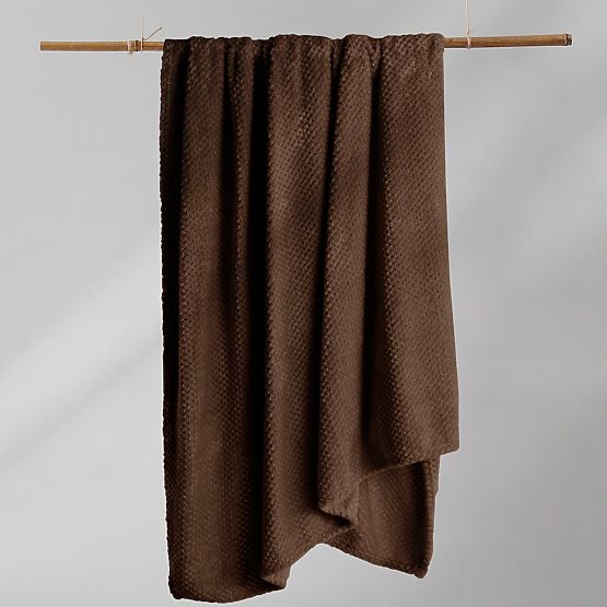 HENRY Brown Throw with Jacquard Pattern Modern Style 220x240