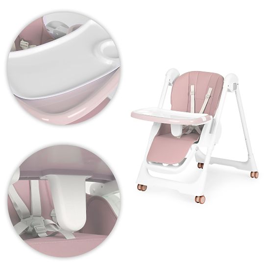 High Chair, Adjustable Height, Eco Leather, Straps, Double Tray ECOTOYS