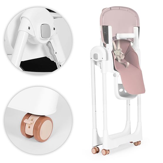 High Chair, Adjustable Height, Eco Leather, Straps, Double Tray ECOTOYS