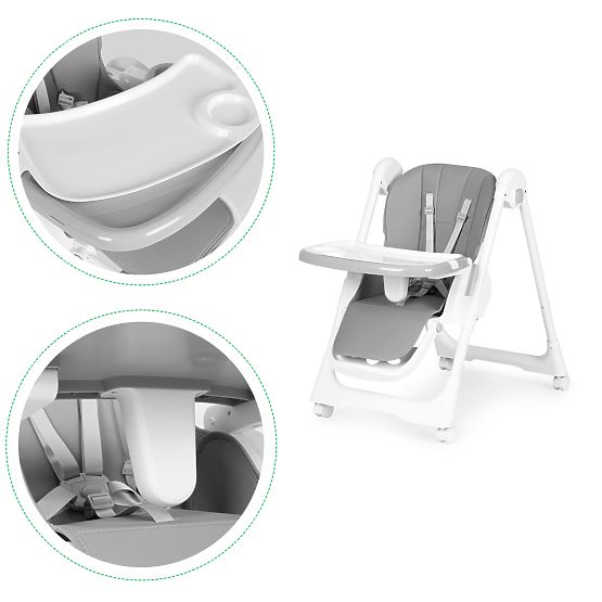 High Chair with Adjustable Height, Eco-leather, Safety Belts, Double Tray ECOTOYS