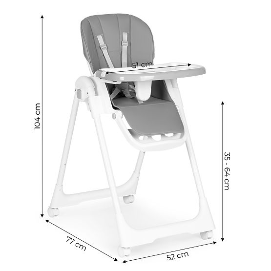 High Chair with Adjustable Height, Eco-leather, Safety Belts, Double Tray ECOTOYS
