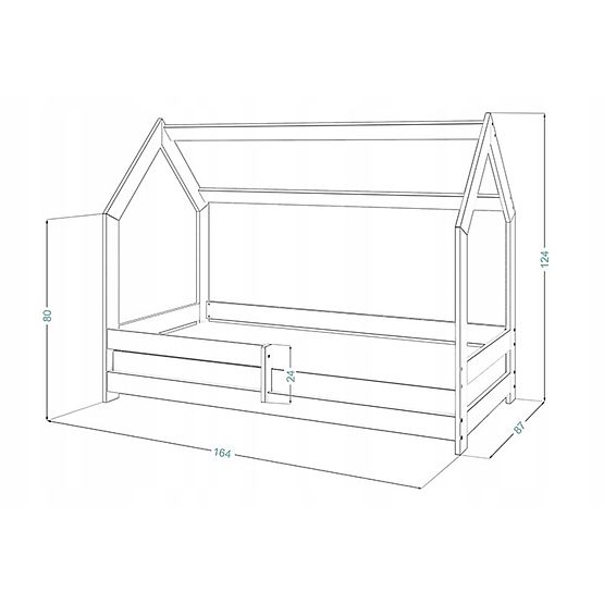 Laura House Bed with Guardrail 160 x 80 cm - White