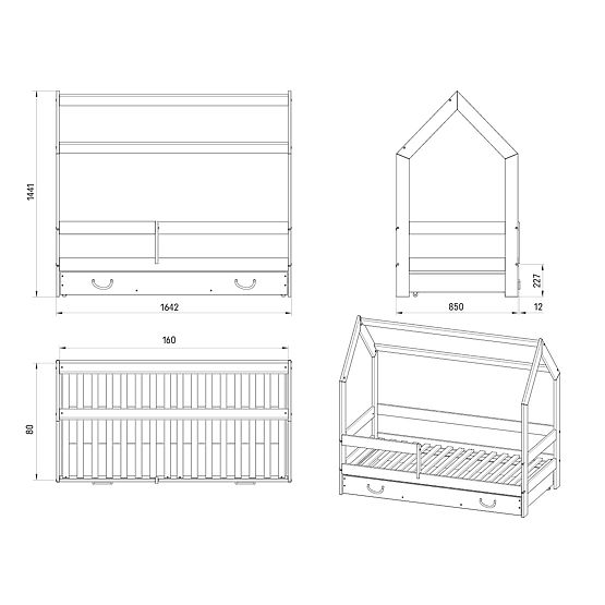 House Bed Lucky 160x80 - White
