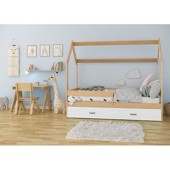 Paula House Bed with Guardrail 160 x 80 cm - Pine